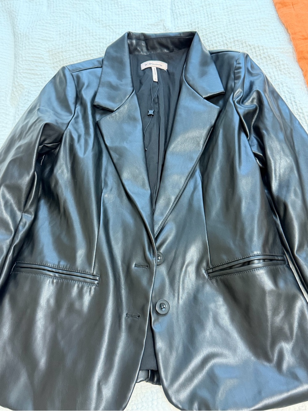 BCBGeneration Black Faux Leather Blazer
